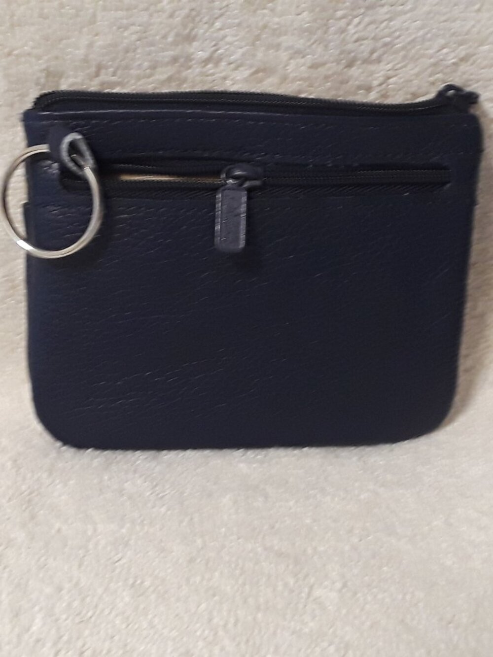 2 Pc: Buxton Genuine Leather ID Wallet Coin Purse Key Ring Navy Blue 5 x 4 - Picture 4 of 11